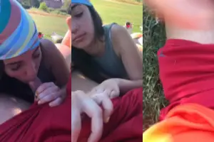 Wife sucking my dick in outdoor tour thumbnail